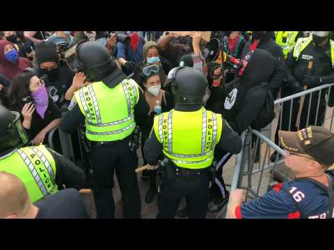 Counter-protesters face off with Trump supporters at rally in Boston