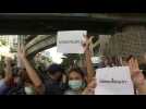 Thai protesters defy ban to gather in Bangkok town centre