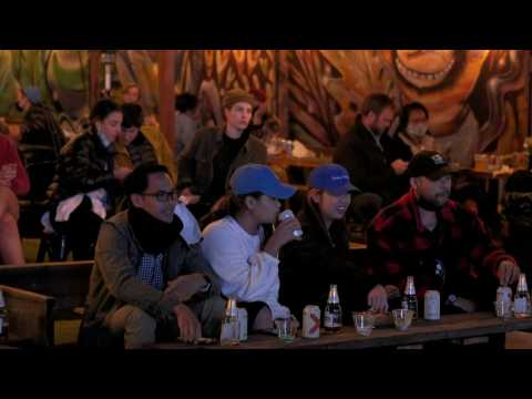 Democrat voters join election watch party in Kamala Harris's hometown