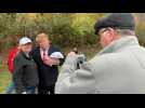 Trump supporters line up ahead of a rally in swing state Ohio