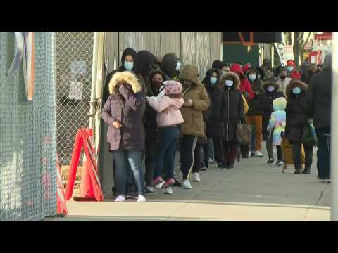 Scene outside Covid-19 testing site in Queens as NYC public schools close from Thursday on over virus spread