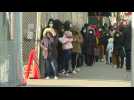 Scene outside Covid-19 testing site in Queens as NYC public schools close from Thursday on over virus spread