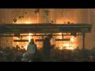 Bank on fire in Paris during protest over new security law