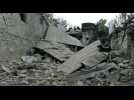 Buildings destroyed by shelling in Nagorno-Karabakh's main city