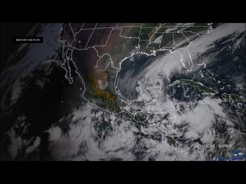 Satellite images of Hurricane Delta nearing Mexico's Caribbean coast