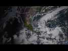 Satellite images of Hurricane Delta nearing Mexico's Caribbean coast