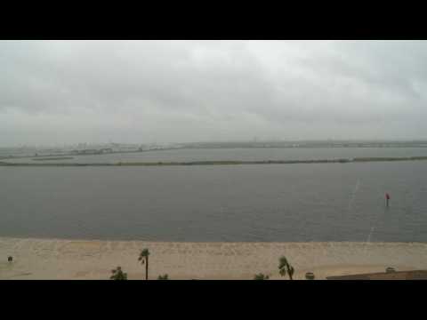 Dark clouds and strong winds in Louisiana as Hurricane Delta approaches