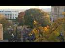 Vantage point view of celebrations outside White House after Biden win