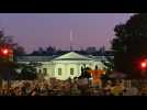 Sunset at the White House as protesters gather in Black Lives Matter Plaza