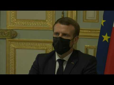 French President Macron takes part in European Council videoconference