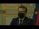French President Macron takes part in European Council videoconference