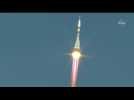 Three-person crew blasts off for ISS in Russian capsule