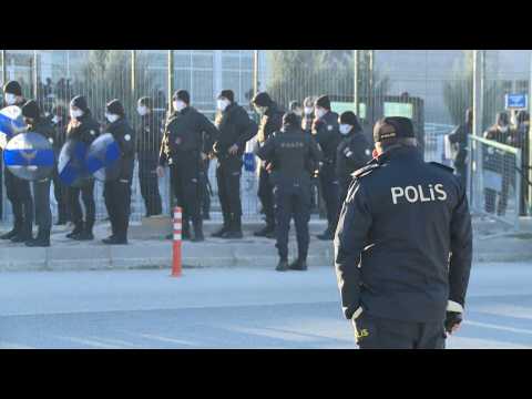 Police outside the Turkish court that jailed 27 for life over 2016 coup attempt
