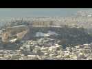 Snow covers the Greek capital