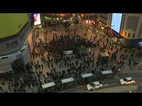 Protesters gather in Madrid to demand the release of jailed rapper Pablo Hasel