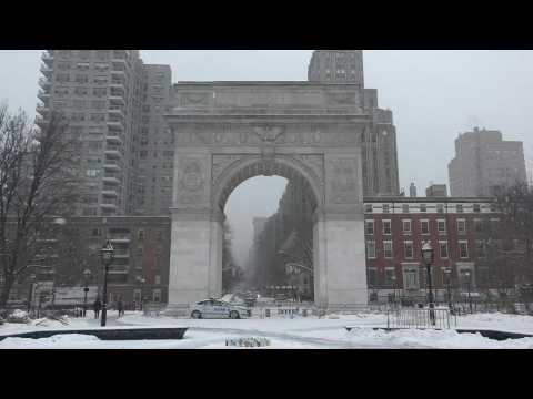 New York's Washington Square Park turns into winter wonderland
