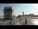 HGV trucks at a standstill as snow hits western France