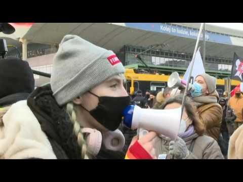 Women's Day protest in Warsaw against the near-total abortion ban