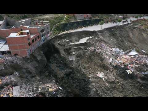 Aerial images of La Paz homes destroyed by major landslide