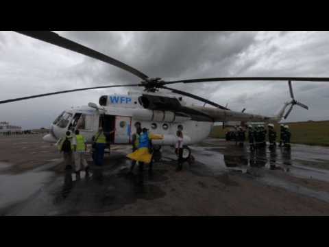 Food aid loaded into UN helicopters in Pemba, Mozambique (2)