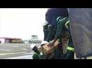 Food aid loaded into UN helicopters in Pemba, Mozambique