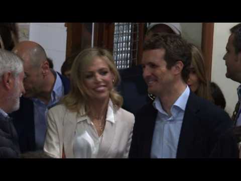Spain: Partido Popular leader Pablo Casado votes in Madrid