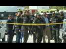 Tunisian police set a cordon around an explosion site near the US embassy