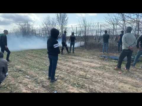 Migrants and Greek police clash at the Turkish border