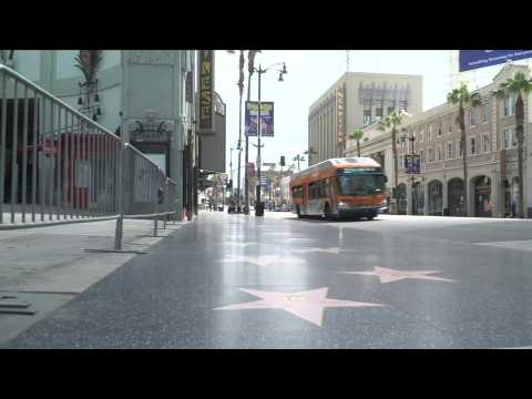 Images of almost empty Hollywood Boulevard as residents remain on lockdown