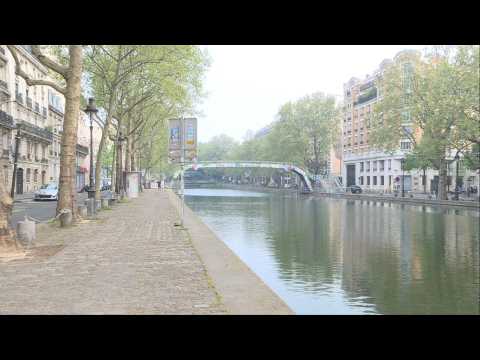 Coronavirus: Paris' Saint-Martin canal deserted on lockdown day 28