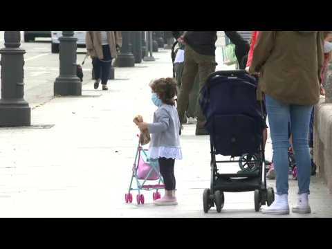 Children in Madrid allowed outside for the first time in six weeks, as Spain prepares to ease lockdown