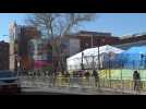 Coronavirus: people form long line for testing at NYC hospital