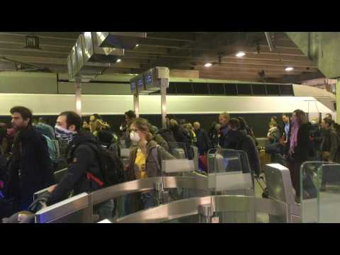 Parisians at Montparnasse station in desperate rush to leave French capital