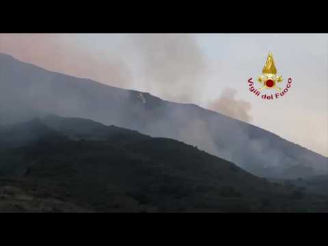 Italy firefighters attempt to put out fires after Stromboli eruption