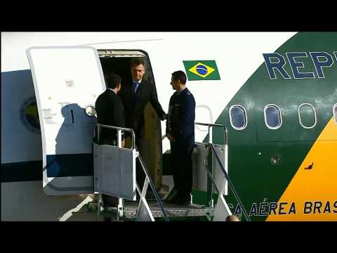 Brazilian President Bolsonaro lands ahead of Mercosur summit