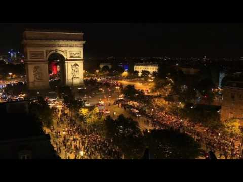 Algerians celebrate team's win on the Champs Elysées
