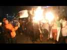 Algerians celebrate team's win at the Algiers' Post Office