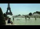 Parisians take a dip by the Eiffel Tower