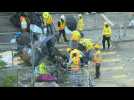 Cleaners clear barricades at Hong Kong Polytechnic University