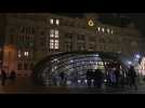Few commuters seen at central Paris station as strike begins