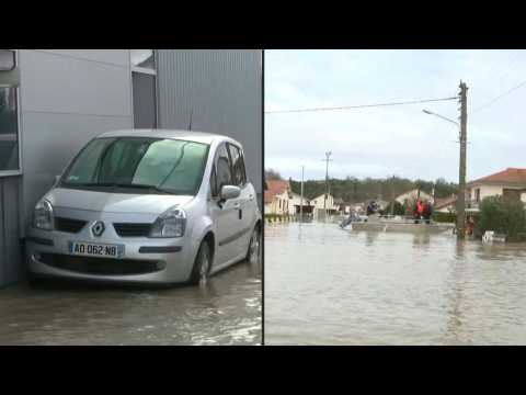 Flooded streets and homes in southwest France after storms