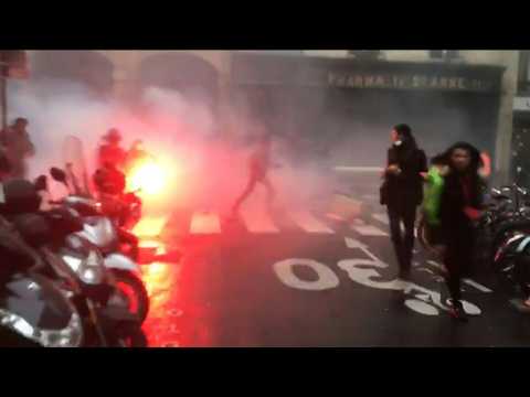 French police fire tear gas on anti-pension reform protesters