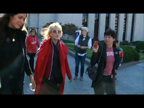 Jane Fonda leaves courthouse after arrest at climate protest