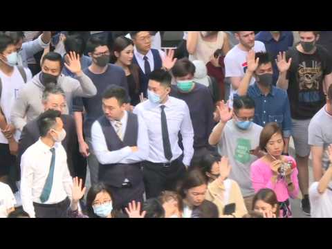Lunch hour protest in Hong Kong's business district