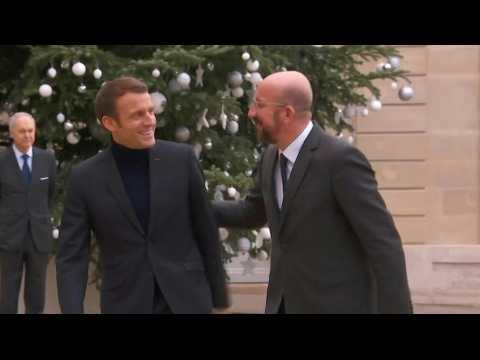Emmanuel Macron welcomes Charles Michel, President of the European Council