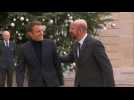 Emmanuel Macron welcomes Charles Michel, President of the European Council