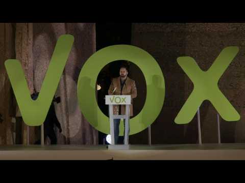 Spain's far-right Vox party leader Santiago Abascal holds final campaign rally ahead of poll