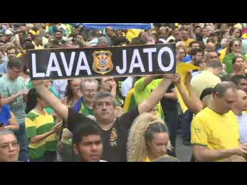 Demonstration against former Brazilian president Lula's release from jail