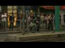 Tensions rise at protest in Hong Kong's Tuen Mun district