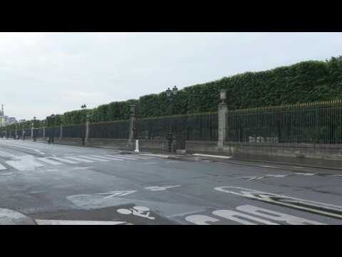 Rue de Rivoli in Paris is almost deserted as the French capital enters day 50 of lockdown